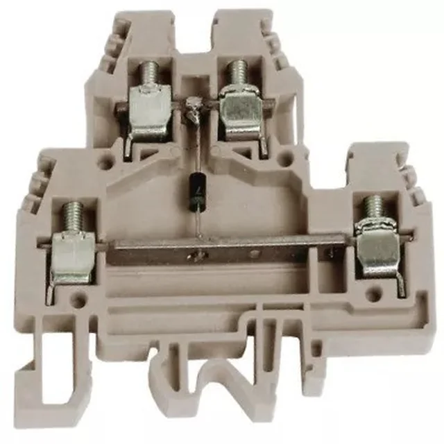 CABUR - Conector cu șurub 4 mm², 2-piętrowe cu diodă, gri, DAS.4/C/GR; 1 buc.