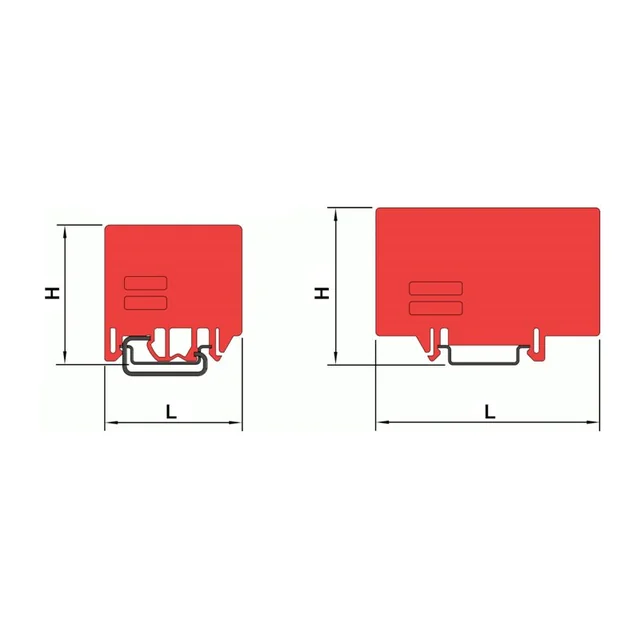 CABUR - Pregradna ploščica, rdeča, DFU/4/R; 50 kom./pak