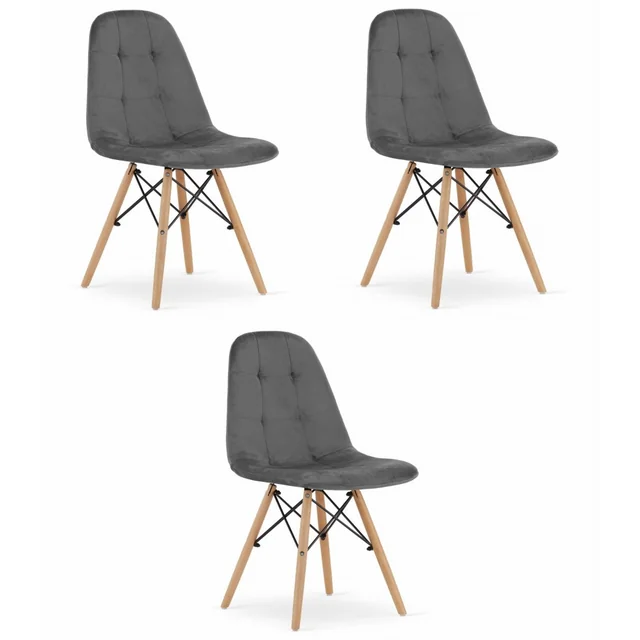 Cadeira DUMO - veludo cinza escuro x 3