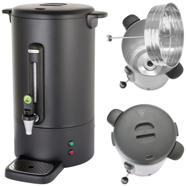 Cafetera eléctrica con grifo antigoteo, negra Concept Line 13 l - Hendi 211489