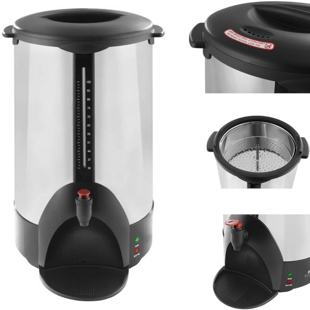 Cafetera y tetera con percolador de acero de doble pared 230V 16L