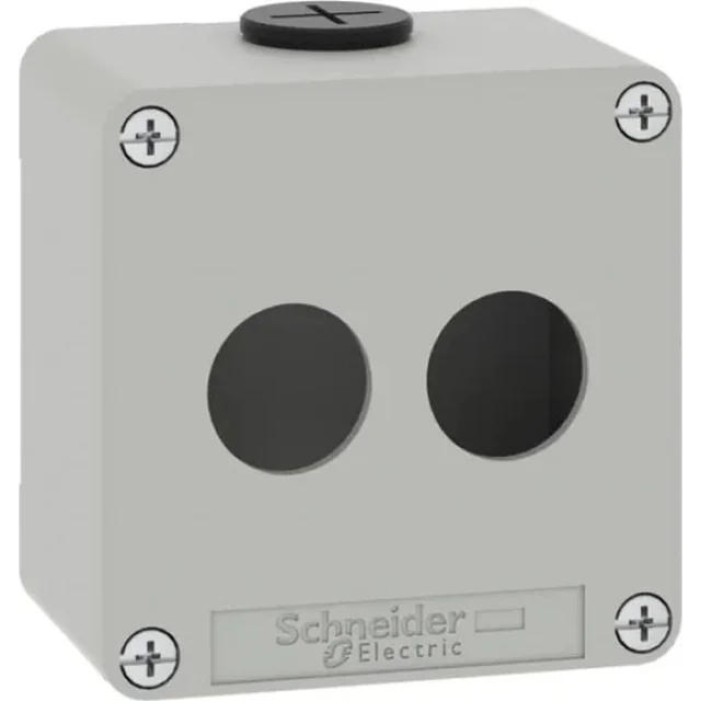 Caixa de controle Schneider Harmony XAP vazia cinza 2 furos XAPD1202