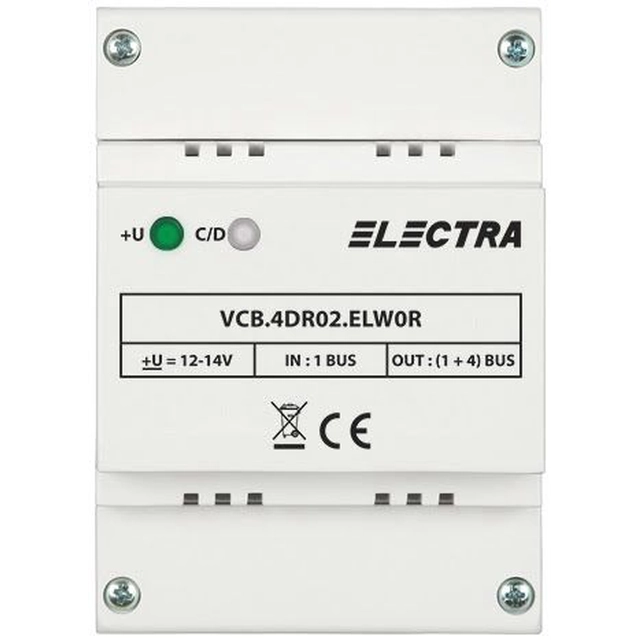 Caixa de derivação de vídeo 4 RESIDENCIAL - Saídas ELECTRA VCB.4DR02.ELW0R