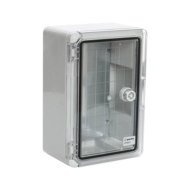 Caixa de distribuição, cinza, porta transparente, placa metálica, IP65 400x500x240 mm PP3017