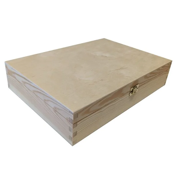 Caja de madera con cerradura, 35 x 7 x 25 cm