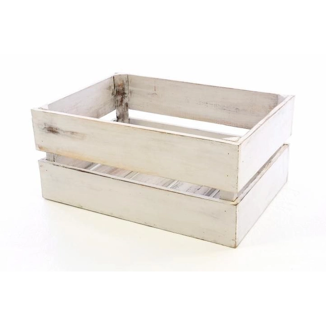 Caja de madera VINTAGE DIVERO, blanca - 51 x 36 x 23 cm