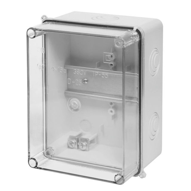 Caja de superficie con perfil soporte, tapa transparente,IP55