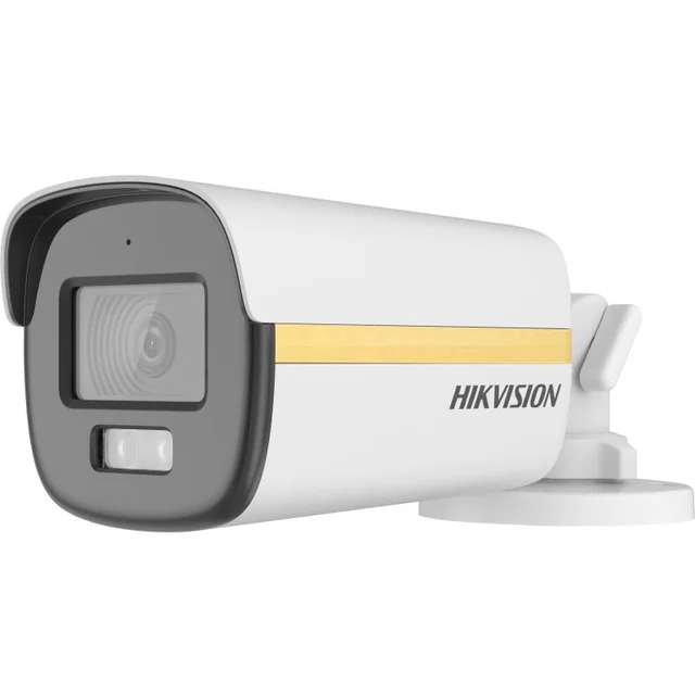 Cámara de vigilancia analógica 2MP ColorVu, Luz Smart-Hybrid, PoC, Lente 2.8mm, IR 40m, Luz blanca 40m, Micrófono - Hikvision DS-2CE12DF3T-LSE(2.8mm)