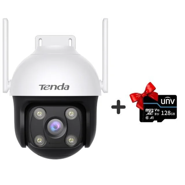 Cámara de vigilancia Doble Luz IP Wi-Fi Pan Tilt 4MP IR 30m WL 30m micrófono altavoz Tenda TND-RH7-WCA + tarjeta de memoria de regalo 128GB