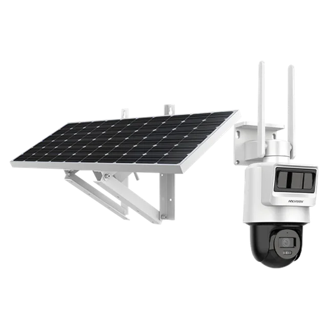 Câmara IP PT, 4MP, 4G, 2.8mm, IR 30m, Áudio, PIR+Radar, Painel solar, Acumulador - Hikvision DS-2DE2C400IWG-K-4G-C09S20-2.8mm