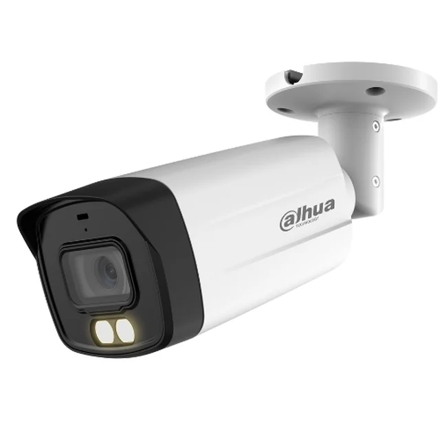 Câmera de vigilância externa, 5 MP, Dahua HAC-HFW1509TM-A-LED-0360B-S2, colorida, lente 3.6mm, luz branca 40m, microfone embutido