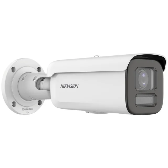 Câmera de vigilância IP bullet ColorVu 4 Lente de megapixels 2.8-12mm Luz branca 60m MicroSD Hikvision DS-2CD2647G2T-LZSC