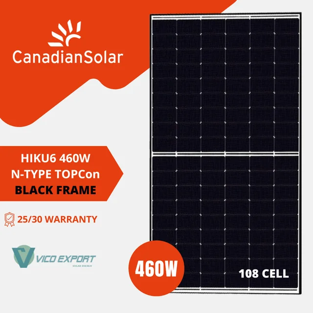 Canadian Solar CS6.1-460-54TD // Canadian 460W Ntype TOPCon Zwart Frame 25/30 Garantie