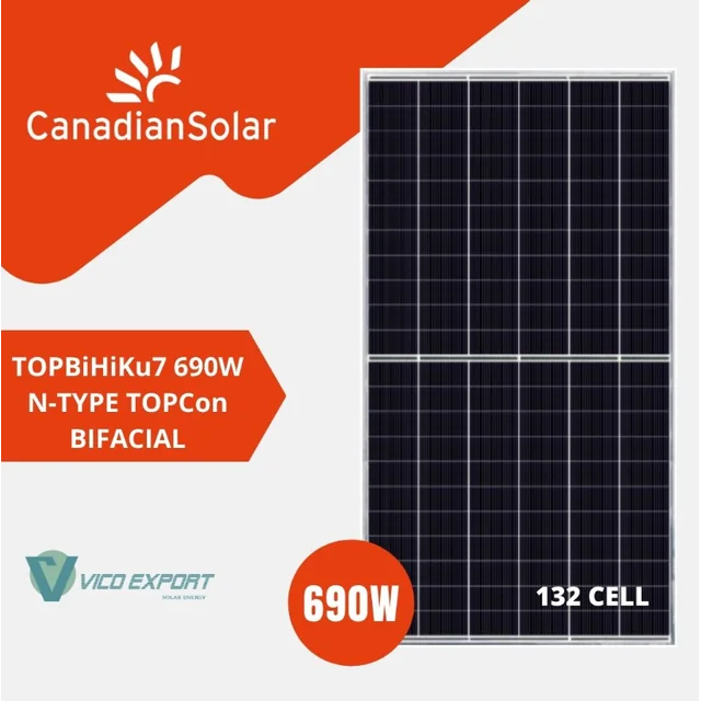 Canadian Solar CS7N-690TB-AG // BIFACIAL Canadian Solar 690W слънчев панел