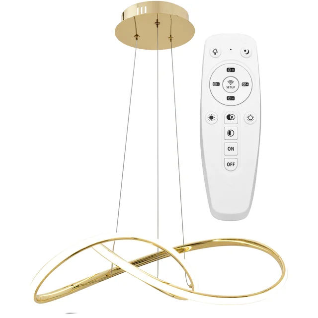 Candeeiro de teto suspenso com anel moderno LED + controle remoto APP394-CP dourado