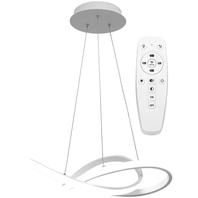 Candeeiro de teto suspenso de anel moderno LED + controle remoto APP392-CP branco