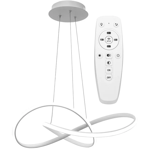 Candeeiro de teto suspenso de anel moderno LED + controle remoto APP396-CP branco