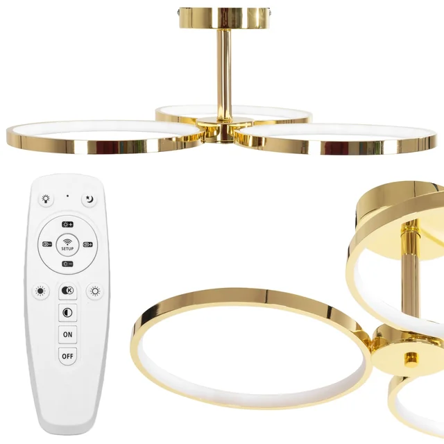 Candeeiro de teto suspenso LED APP993-c dourado + controle remoto