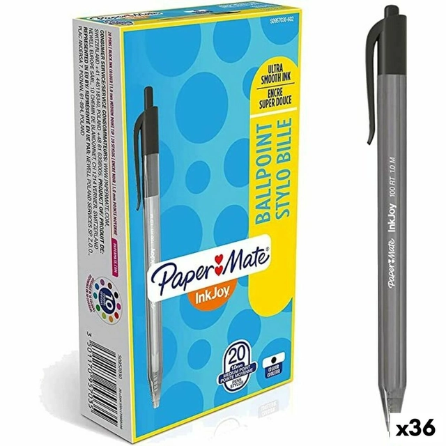 Caneta Paper Mate Inkjoy 20 Peças Preta 1 mm (36 Peças)