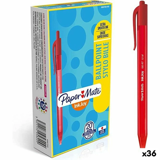 Caneta Paper Mate Inkjoy 20 Peças Vermelha 1 mm (36 Peças)