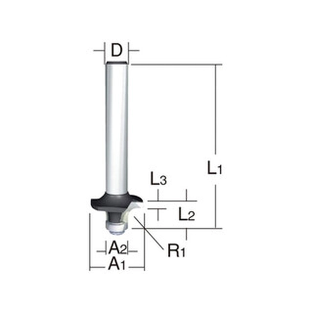 Cap de router Makita 11 x 25,4 x 6 mm | Freza de profil