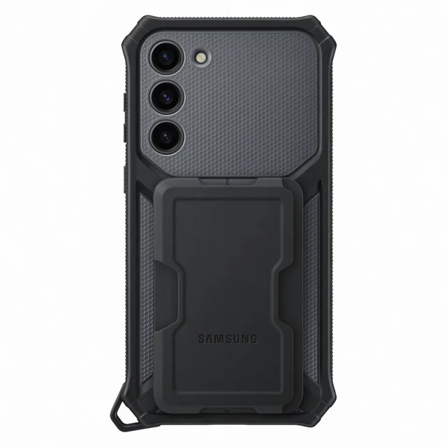 Capa blindada com suporte para Samsung Galaxy S23+ Rugged Gadget Case cinza
