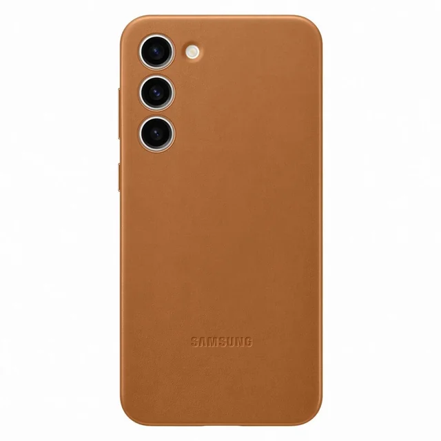 Capa de couro Samsung Galaxy S23+ camelo feita de couro natural