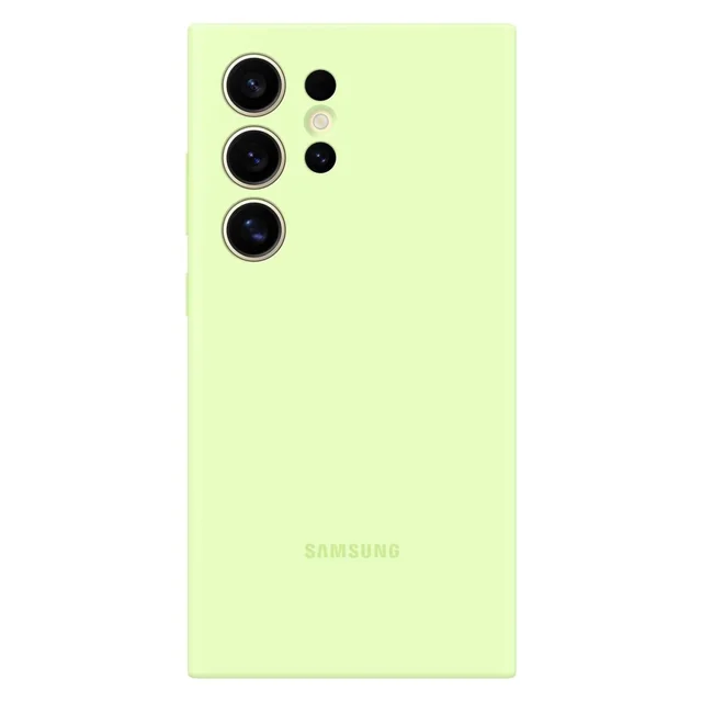 Capa de silicone original para Samsung Galaxy S24 Ultra Capa de silicone verde claro