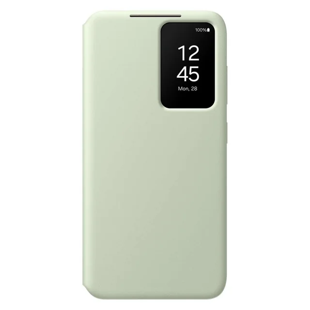 Capa original para Samsung Galaxy S24 Smart View Wallet com bolso para cartão verde claro