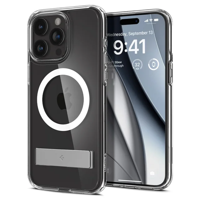 Capa Ultra Hybrid S MagSafe com suporte para iPhone 15 Pro, transparente