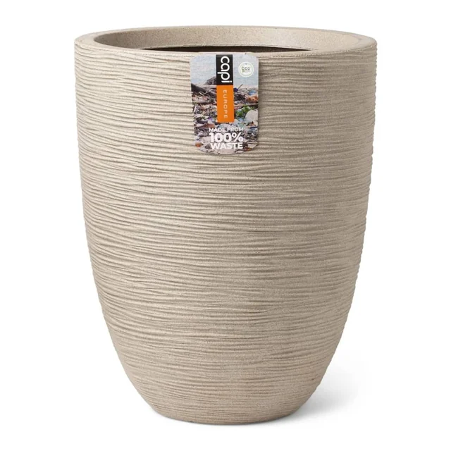 Capi Elegant, low Waste Rib plant pot, 34x46 cm, beige