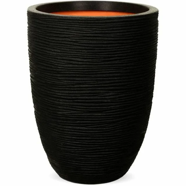 Capi Europe Flower Pot Black Plastic Round 34 x 34 x 46 см