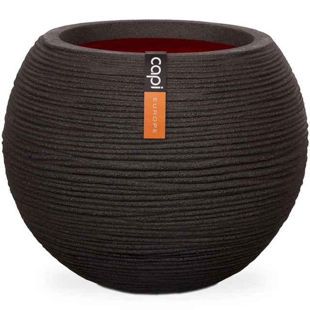 Capi Flower Pot Nature Rib, bola, 62x48 cm, negro, KBLR271