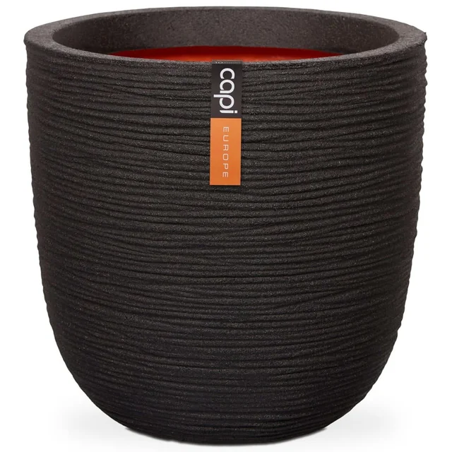 Capi Nature Rib ovale pot, 54x52 cm, zwart, KBLR935