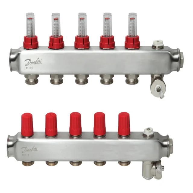 Capteur de chauffage au sol réglable avec débitmètre DANFOSS, SSM-5F, 5 anneaux