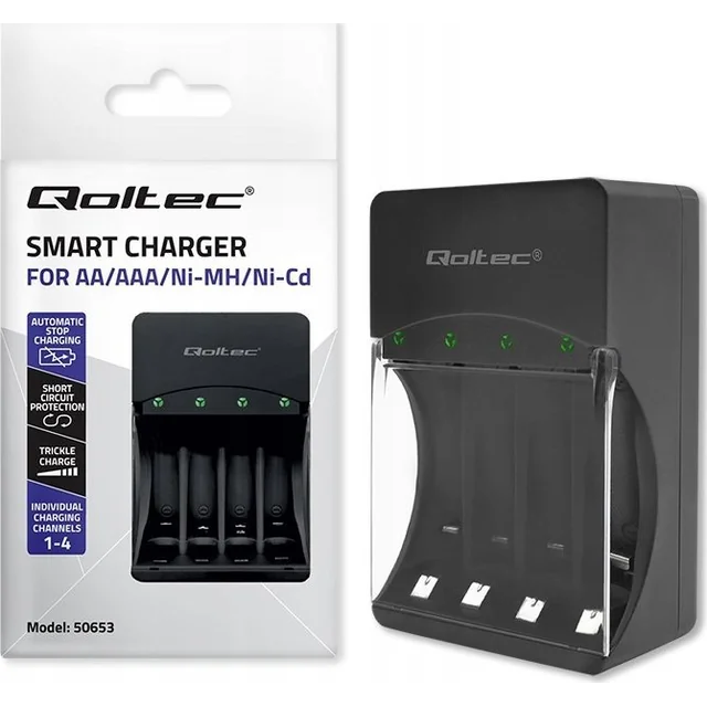 Caricabatterie Qoltec Caricabatterie Qoltec per batterie Ni-MH tipo R03/AAA R6/AA | 300mA