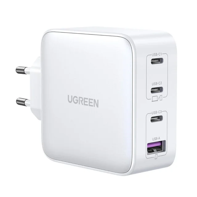 Caricabatterie rapido GaN 3x USB-C USB 100W PPS PD Power Delivery bianco