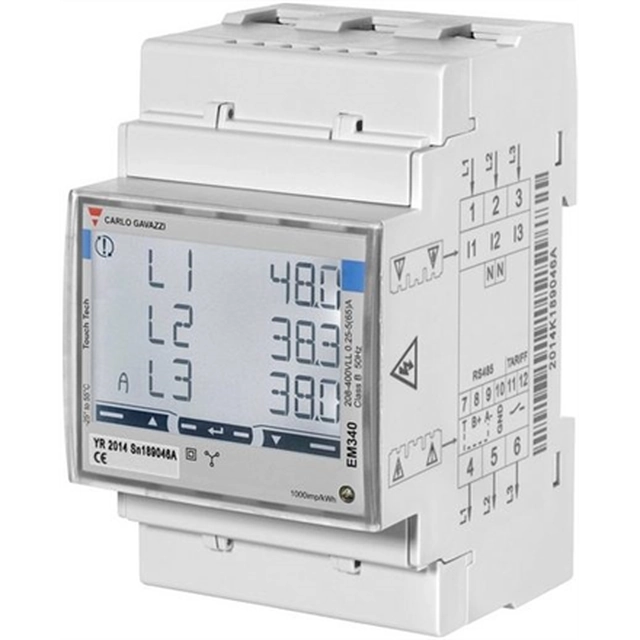Carlo Gavazzi | Smart Power Meter, 3 phase, up to 65A | EM340 MID certificate | Output | A| m