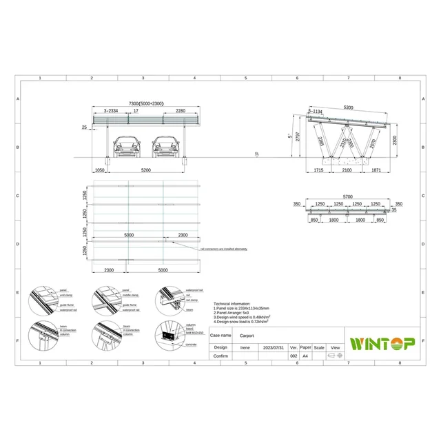 Carport Adăpost fotovoltaic 2 mașini 15 rugăciuni