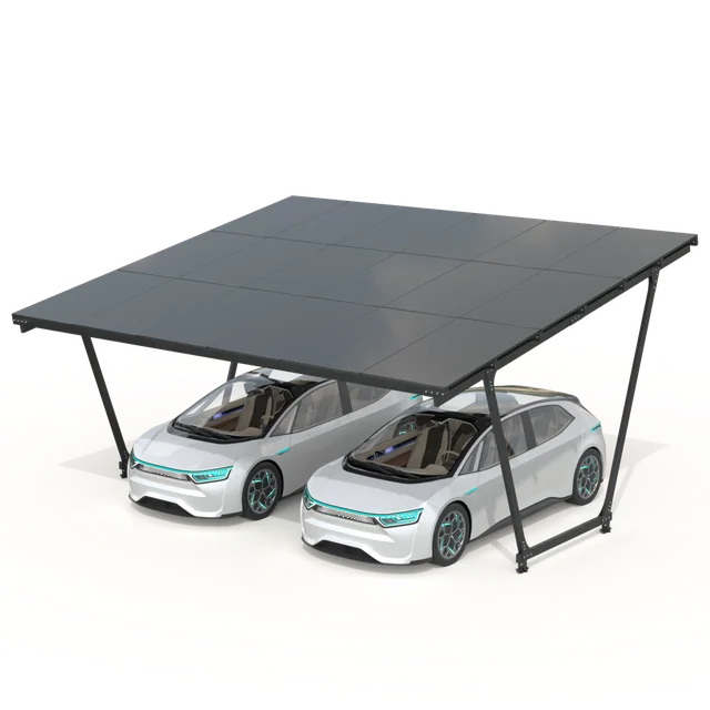 Carport cu panouri fotovoltaice - Model 02 ( 2 locuri )