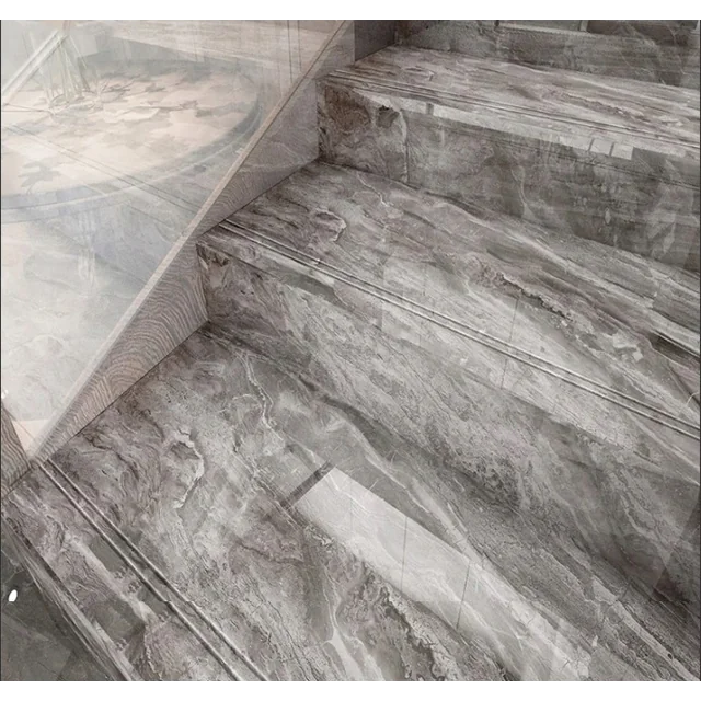 Carrelage dur en graphite gris pour escaliers 120x30 MARBLE-LIKE brillant