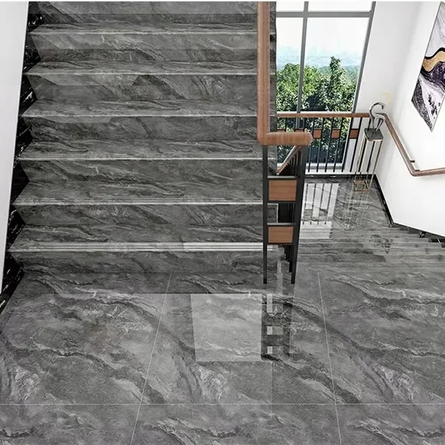 Carrelage escalier 120x30 gris graphite HIGH BRILLANT
