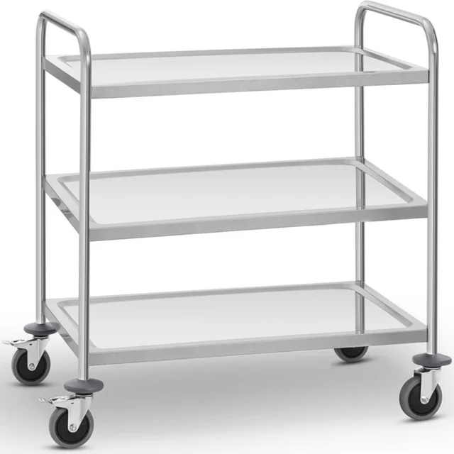 Carrello cameriere HoReCa, inox 3 ripiani fino a 150kg