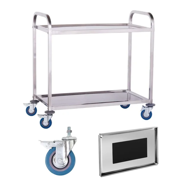 Carrello cameriere ripiano 2 in acciaio inox