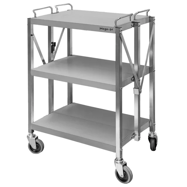 Carrello Cameriere Ristorazione, Pieghevole 88x50x96cm 3-półki Acciaio Inox