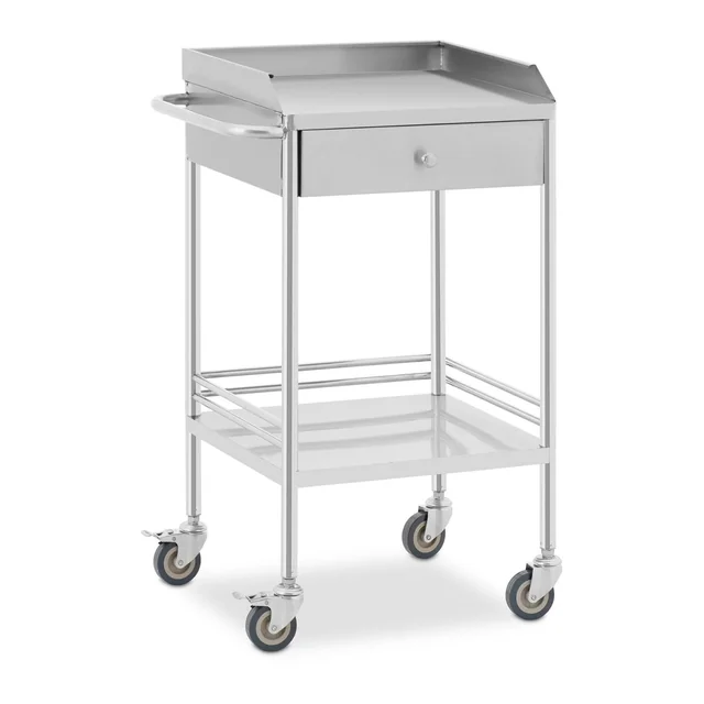 Carrello da laboratorio, ripiani 2 43 x 39 cm + cassetto, acciaio inox