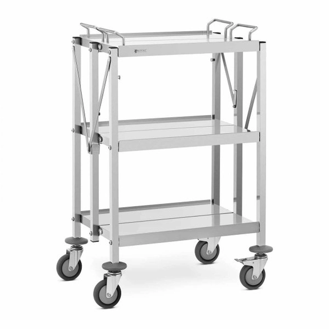 Carrello del cameriere -3 scaffali -50 X 83 (2 pz.) /40 X 58 cm -90 kg - pieghevole ROYAL CATERING 10012723 RCSW-100