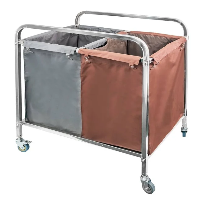 Carrello Lavanderia Due Sacchi 90x60x102cm Acciaio Inox