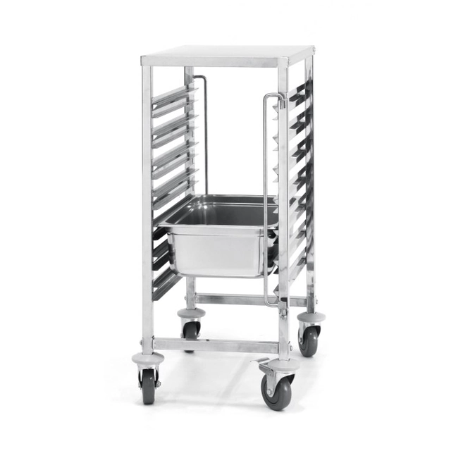 Carrello per trasporto contenitori 7 x GN 1/1 con piano di lavoro - Hendi 810668