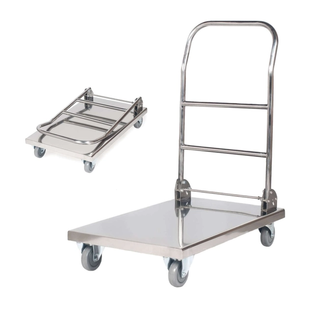 Carrello pieghevole in acciaio piattaforma HoReCa 70x52cm